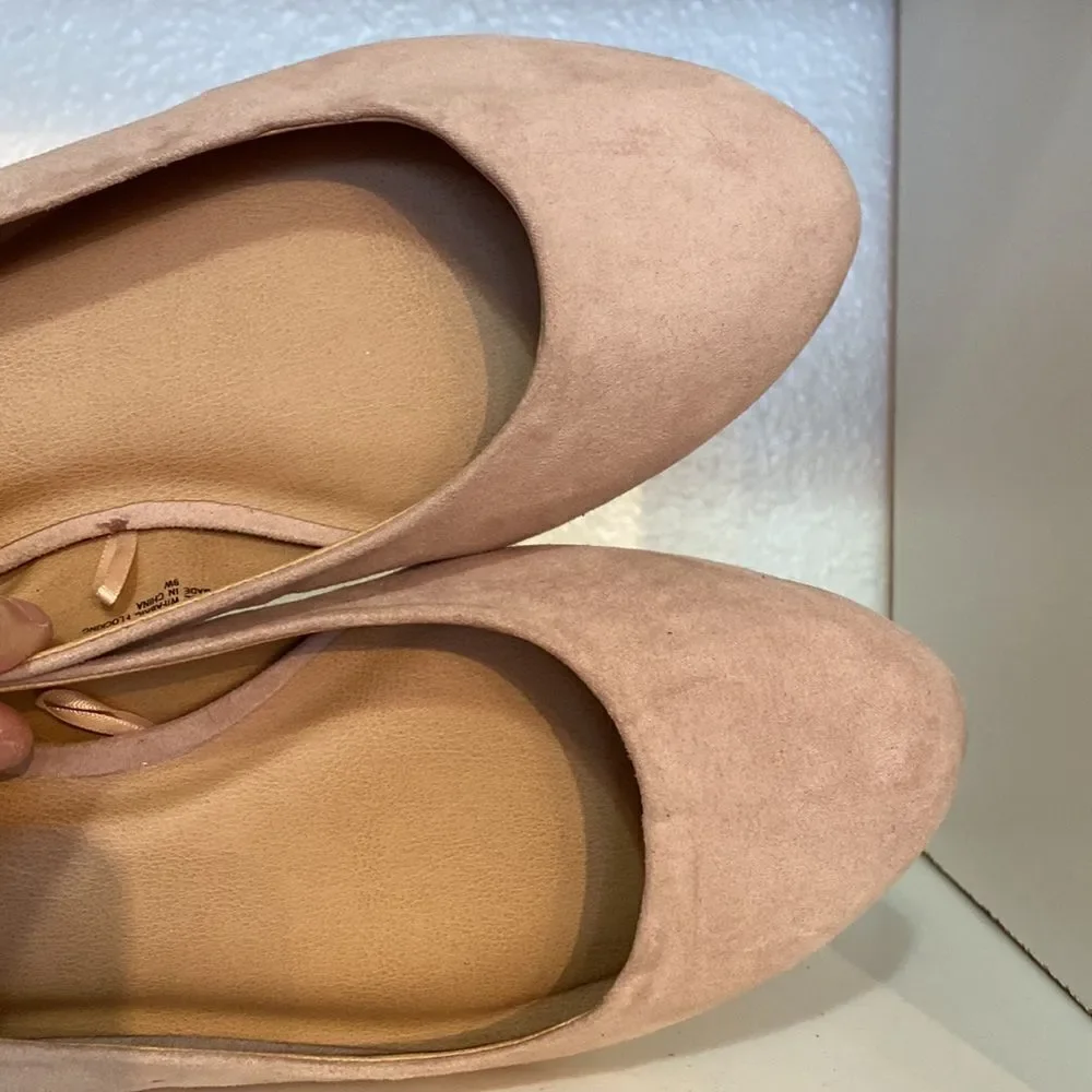 Torrid Faux Suede Tan Sling Back Bow Ballet Flat Shoe